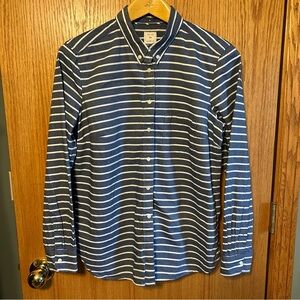 Gap Shirt 'Shrunken‎ Boyfriend Womans Large Striped long sleeve Blue nautical